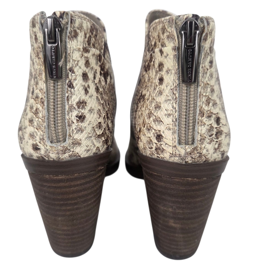 Vince Camuto Gradina Leather Ankle Boots Womens 7 Python Snake Print Block Heel - Picture 3 of 12